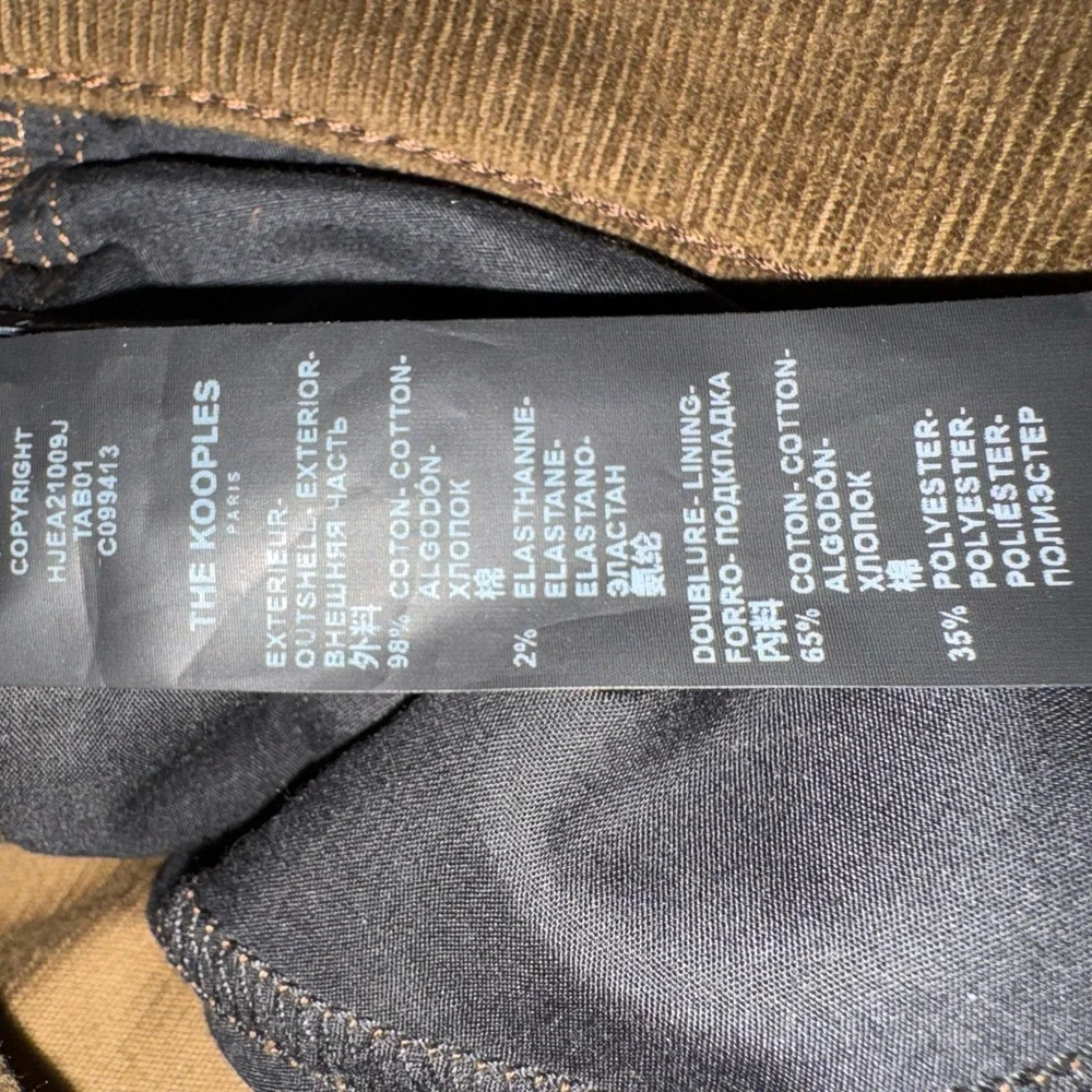 NWT The Kooples Women’s Corduroy Pants in Brown - Picture 5 of 5